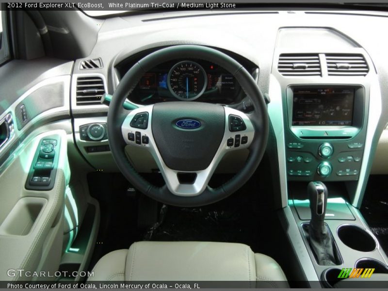 White Platinum Tri-Coat / Medium Light Stone 2012 Ford Explorer XLT EcoBoost