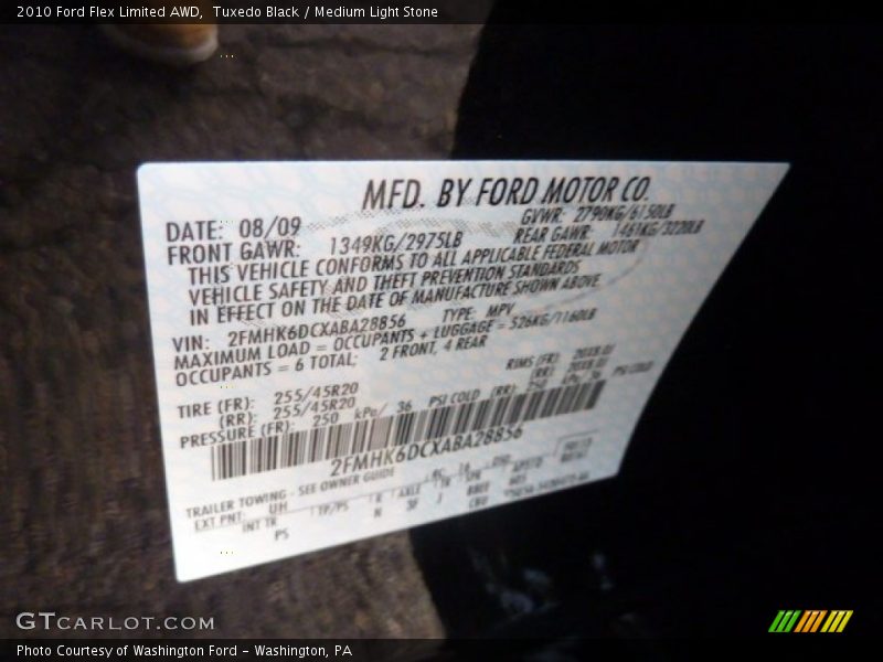Tuxedo Black / Medium Light Stone 2010 Ford Flex Limited AWD