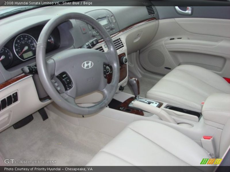 Silver Blue / Beige 2008 Hyundai Sonata Limited V6