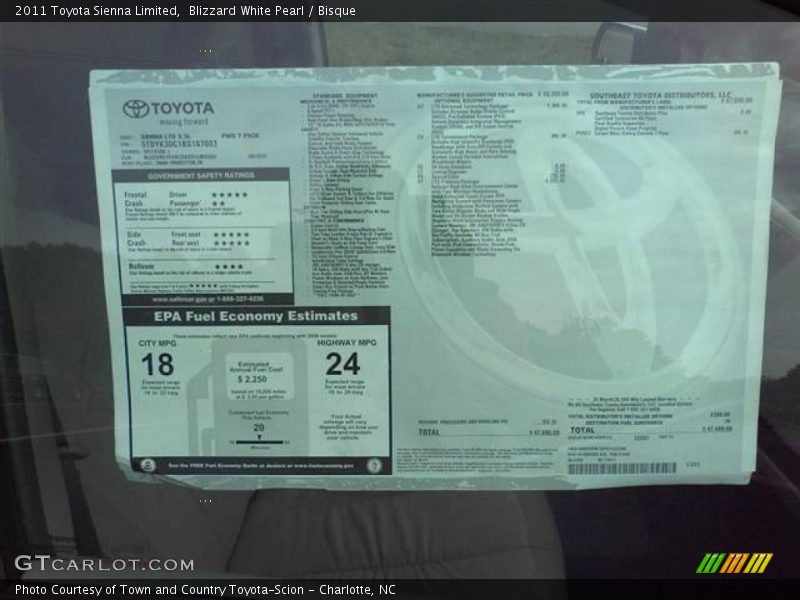 Blizzard White Pearl / Bisque 2011 Toyota Sienna Limited