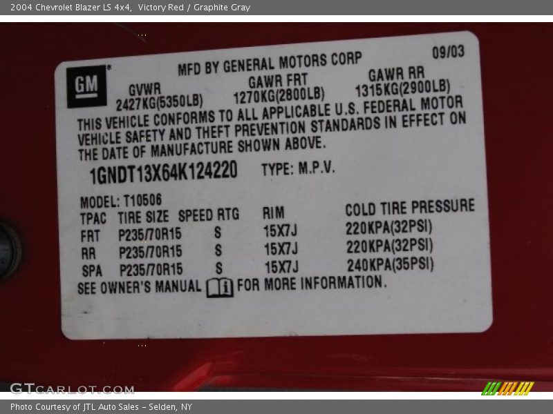 Victory Red / Graphite Gray 2004 Chevrolet Blazer LS 4x4