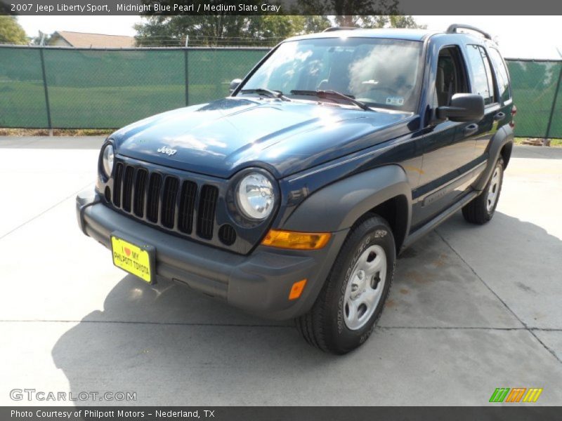 Midnight Blue Pearl / Medium Slate Gray 2007 Jeep Liberty Sport