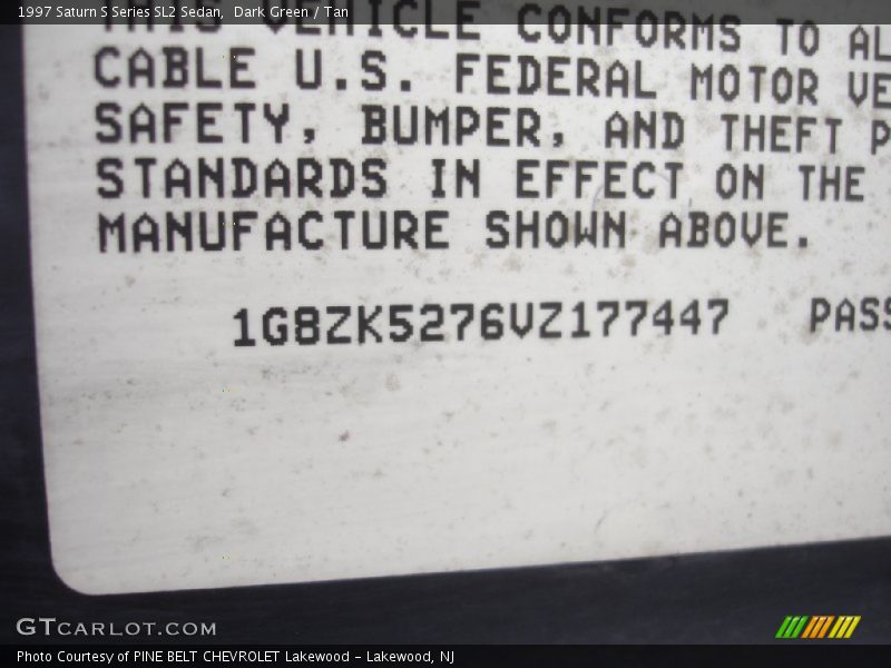 Dark Green / Tan 1997 Saturn S Series SL2 Sedan