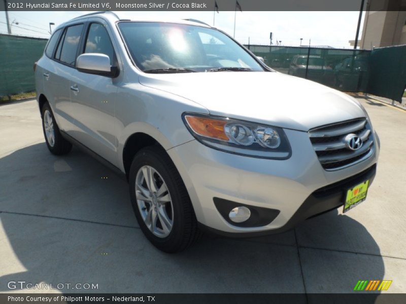 Moonstone Silver / Cocoa Black 2012 Hyundai Santa Fe Limited V6