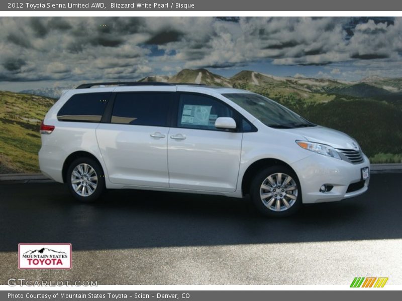 Blizzard White Pearl / Bisque 2012 Toyota Sienna Limited AWD