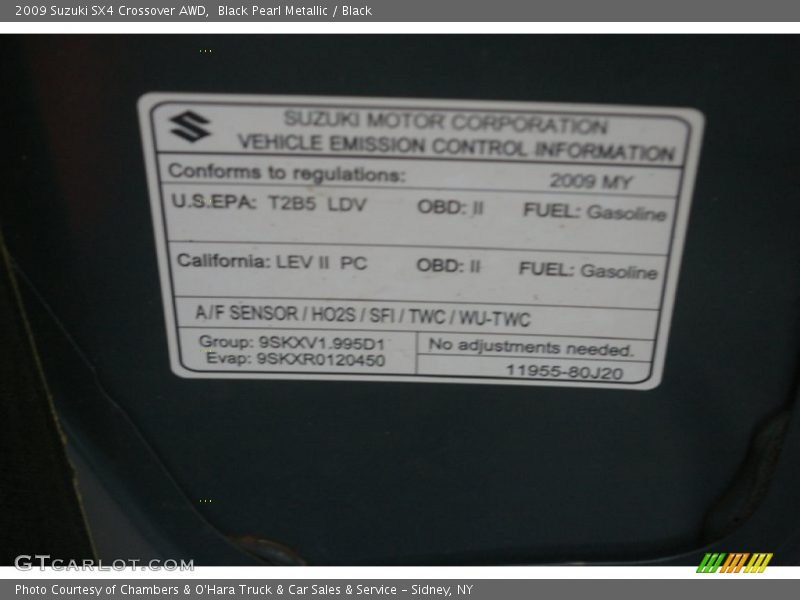 Black Pearl Metallic / Black 2009 Suzuki SX4 Crossover AWD