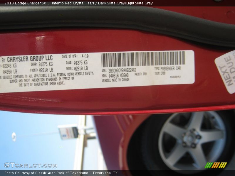 Inferno Red Crystal Pearl / Dark Slate Gray/Light Slate Gray 2010 Dodge Charger SXT