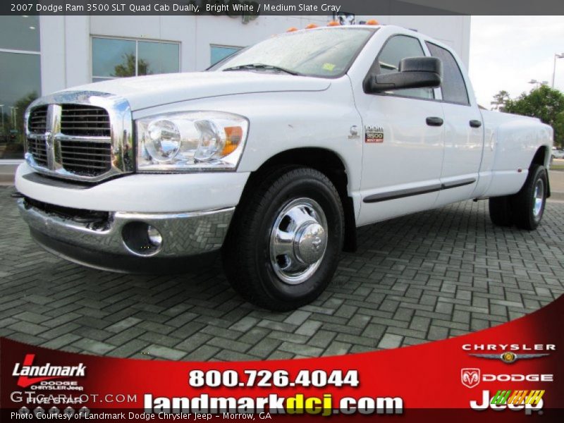 Bright White / Medium Slate Gray 2007 Dodge Ram 3500 SLT Quad Cab Dually