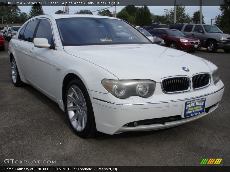 Alpine White / Dark Beige/Beige III 2003 BMW 7 Series 745Li Sedan