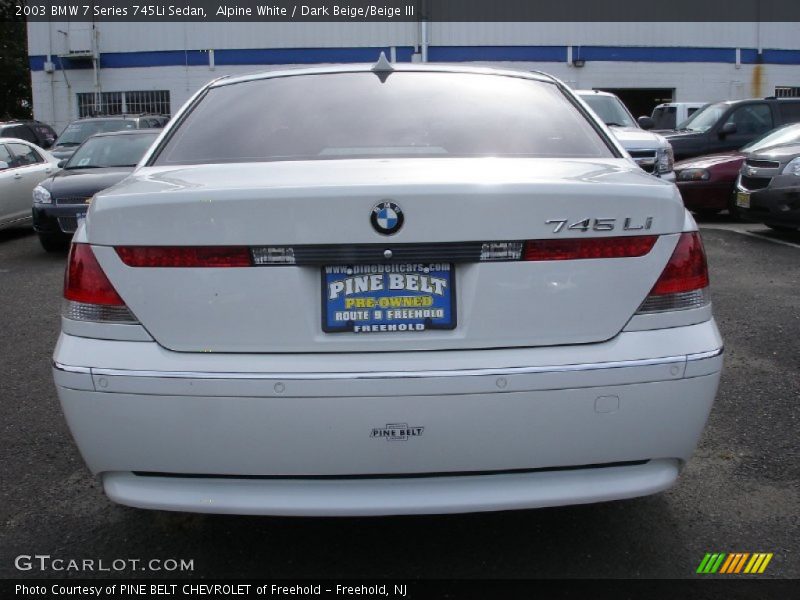 Alpine White / Dark Beige/Beige III 2003 BMW 7 Series 745Li Sedan