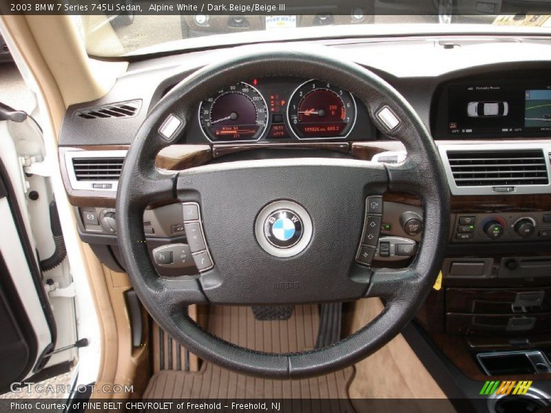 Alpine White / Dark Beige/Beige III 2003 BMW 7 Series 745Li Sedan