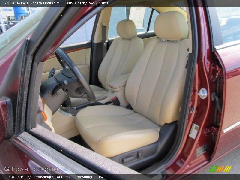 Dark Cherry Red / Camel 2009 Hyundai Sonata Limited V6