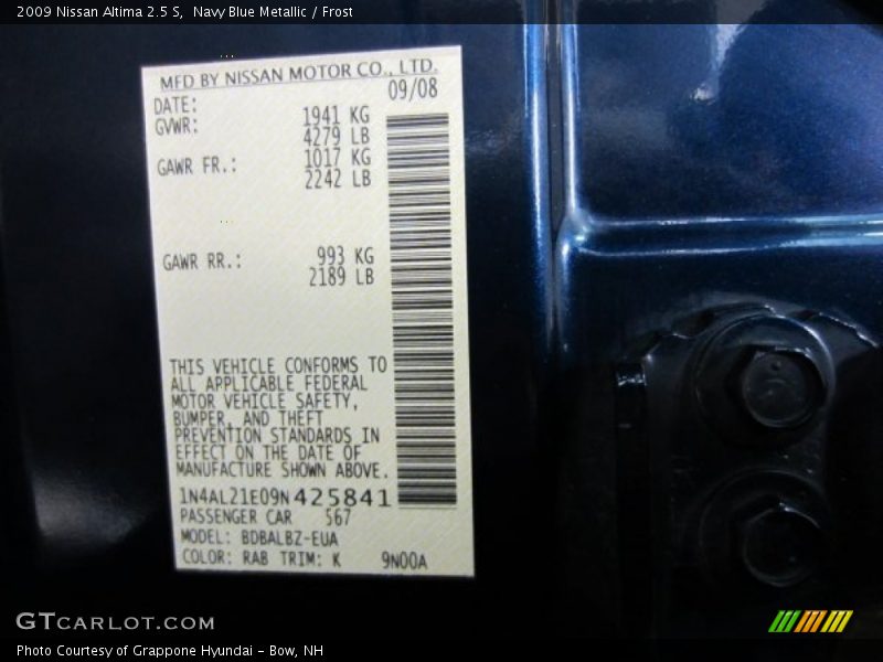 Navy Blue Metallic / Frost 2009 Nissan Altima 2.5 S