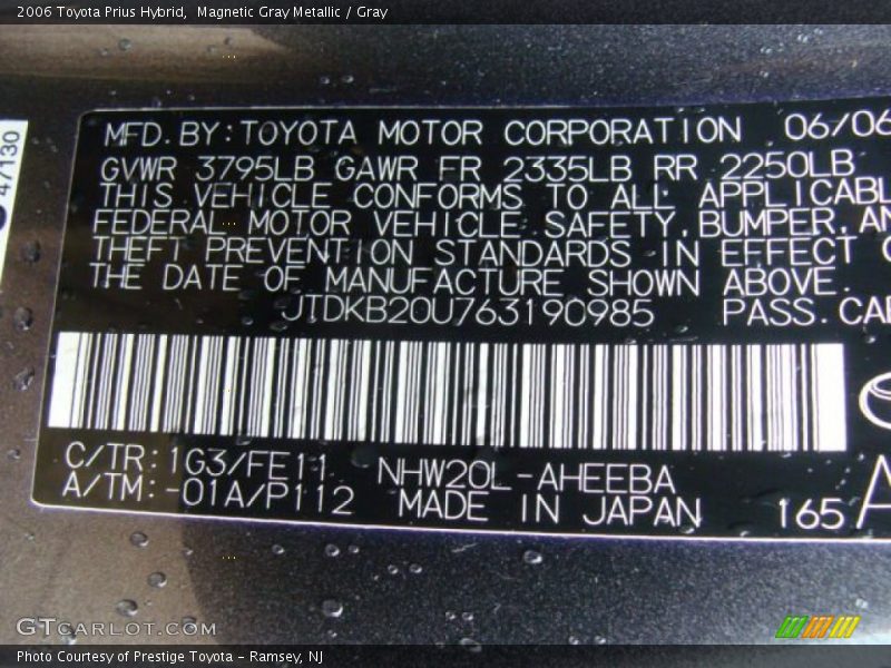 Magnetic Gray Metallic / Gray 2006 Toyota Prius Hybrid