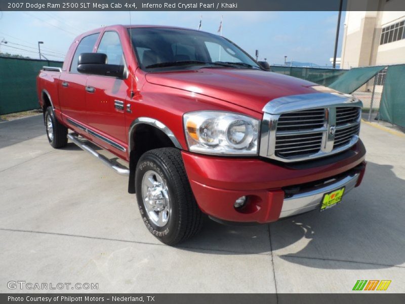 Inferno Red Crystal Pearl / Khaki 2007 Dodge Ram 2500 SLT Mega Cab 4x4