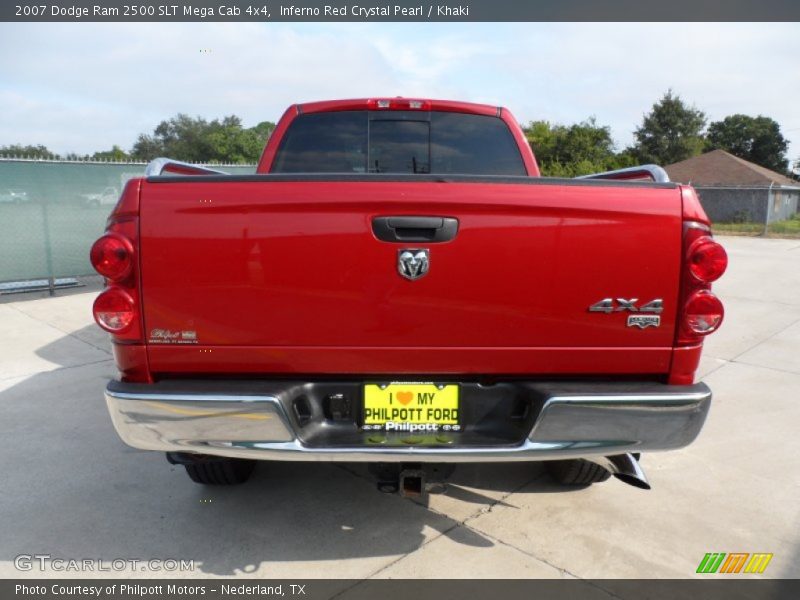 Inferno Red Crystal Pearl / Khaki 2007 Dodge Ram 2500 SLT Mega Cab 4x4