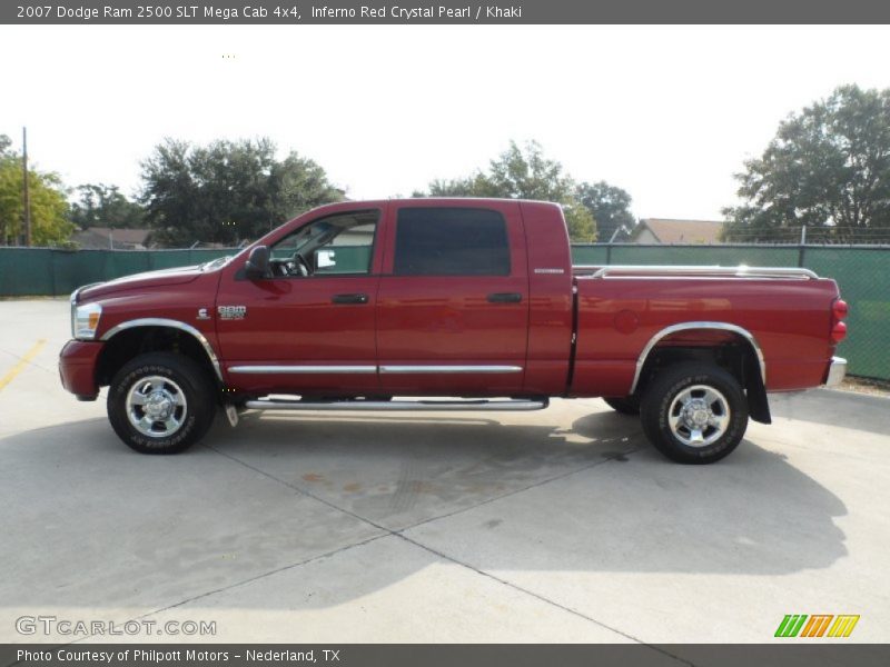 Inferno Red Crystal Pearl / Khaki 2007 Dodge Ram 2500 SLT Mega Cab 4x4
