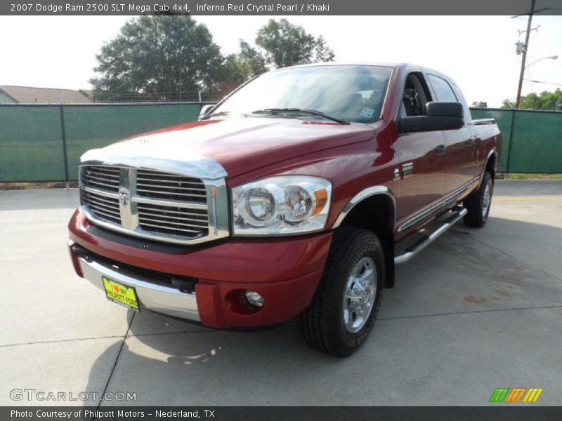 Inferno Red Crystal Pearl / Khaki 2007 Dodge Ram 2500 SLT Mega Cab 4x4