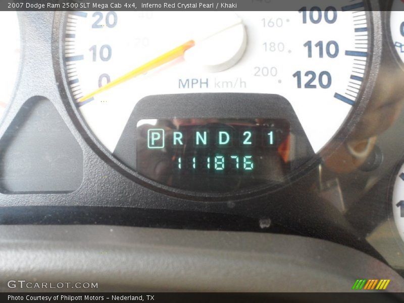 Inferno Red Crystal Pearl / Khaki 2007 Dodge Ram 2500 SLT Mega Cab 4x4