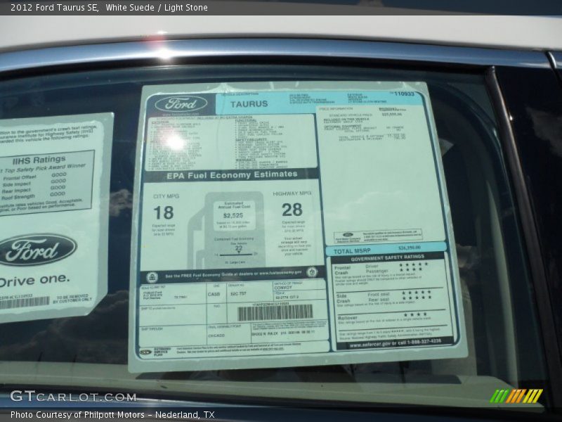  2012 Taurus SE Window Sticker