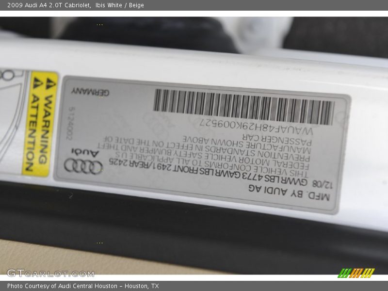 Ibis White / Beige 2009 Audi A4 2.0T Cabriolet