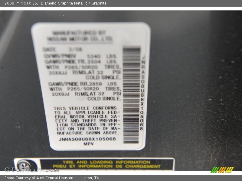 Diamond Graphite Metallic / Graphite 2008 Infiniti FX 35