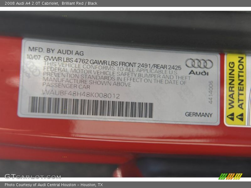 Brilliant Red / Black 2008 Audi A4 2.0T Cabriolet