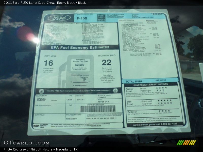 Ebony Black / Black 2011 Ford F150 Lariat SuperCrew