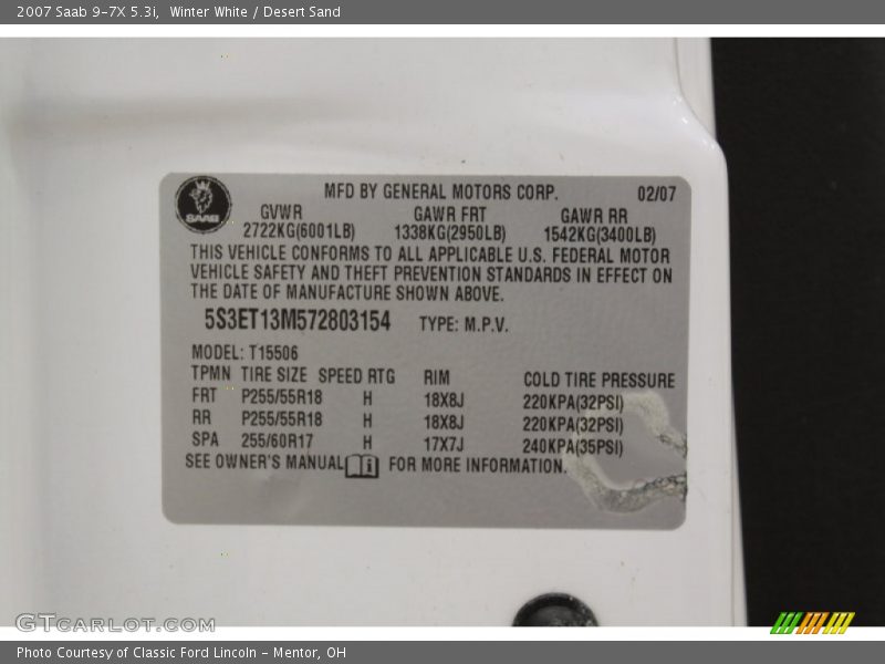 Winter White / Desert Sand 2007 Saab 9-7X 5.3i