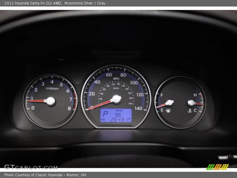 Moonstone Silver / Gray 2011 Hyundai Santa Fe GLS AWD