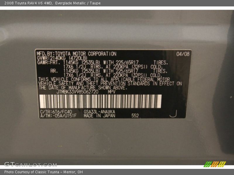 Everglade Metallic / Taupe 2008 Toyota RAV4 V6 4WD