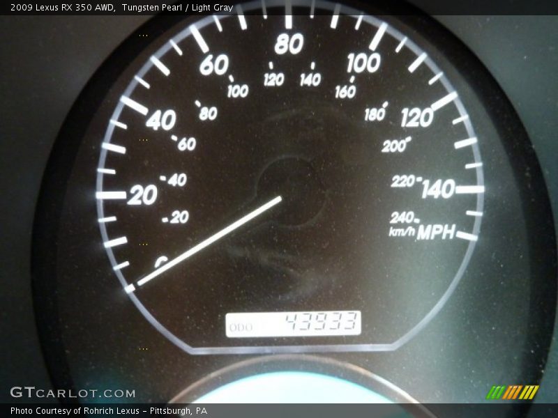 Tungsten Pearl / Light Gray 2009 Lexus RX 350 AWD