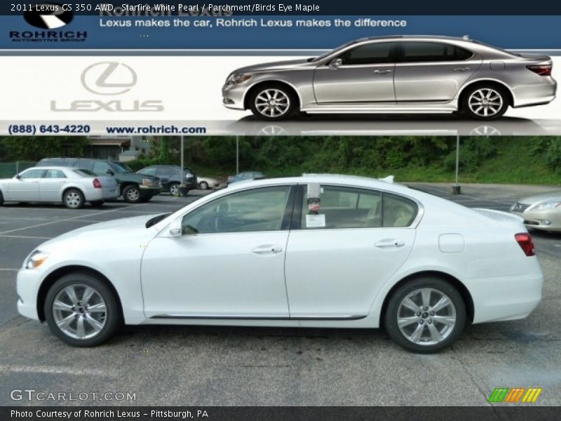Starfire White Pearl / Parchment/Birds Eye Maple 2011 Lexus GS 350 AWD