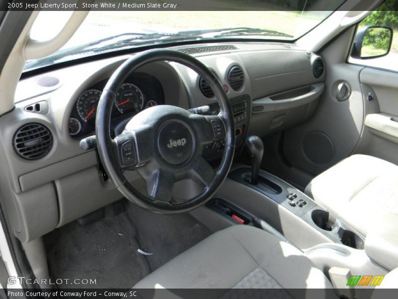 Stone White / Medium Slate Gray 2005 Jeep Liberty Sport