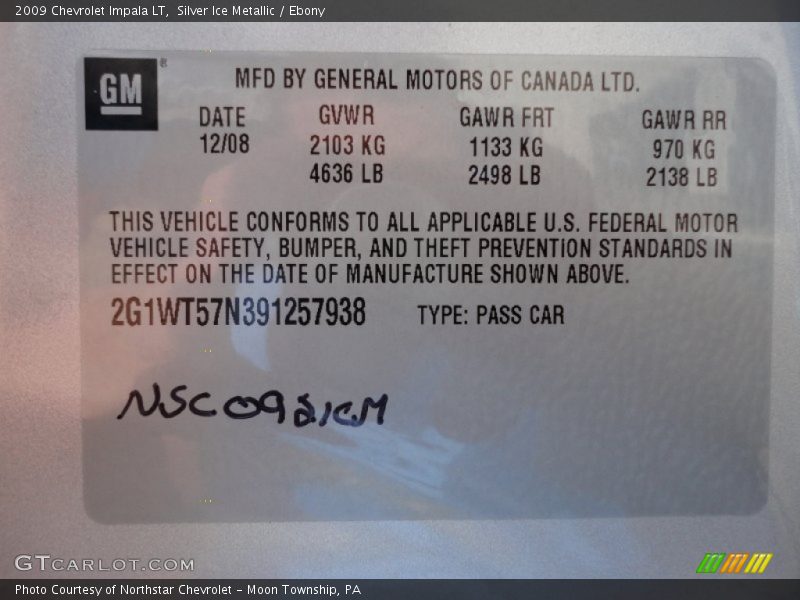 Silver Ice Metallic / Ebony 2009 Chevrolet Impala LT