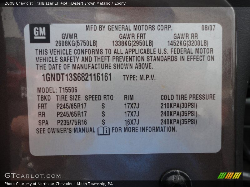 Desert Brown Metallic / Ebony 2008 Chevrolet TrailBlazer LT 4x4