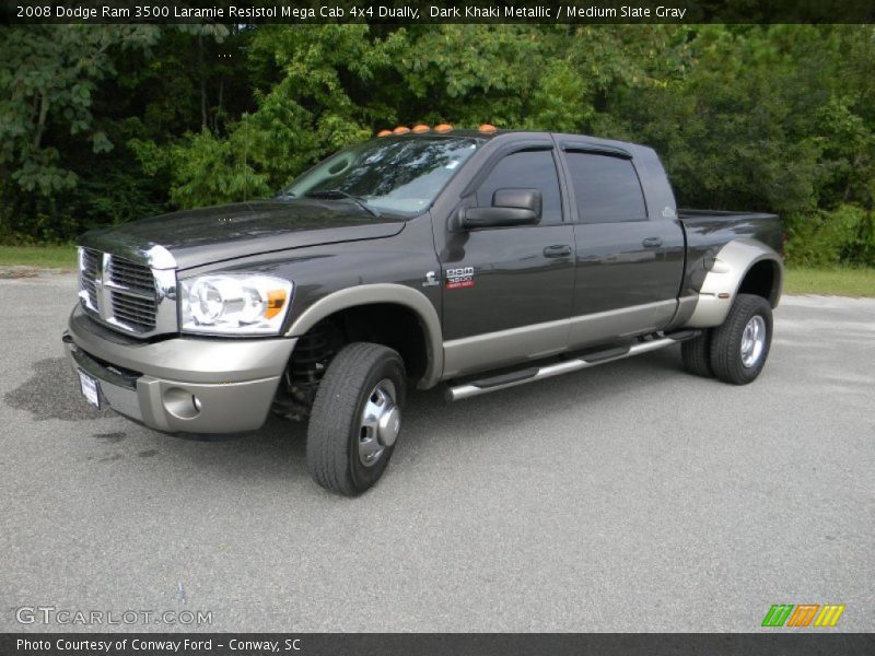 Dark Khaki Metallic / Medium Slate Gray 2008 Dodge Ram 3500 Laramie Resistol Mega Cab 4x4 Dually