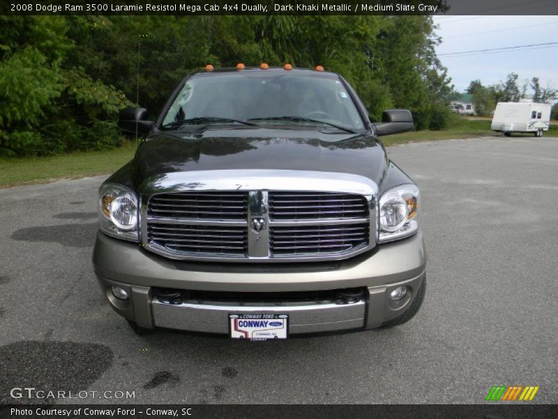 Dark Khaki Metallic / Medium Slate Gray 2008 Dodge Ram 3500 Laramie Resistol Mega Cab 4x4 Dually