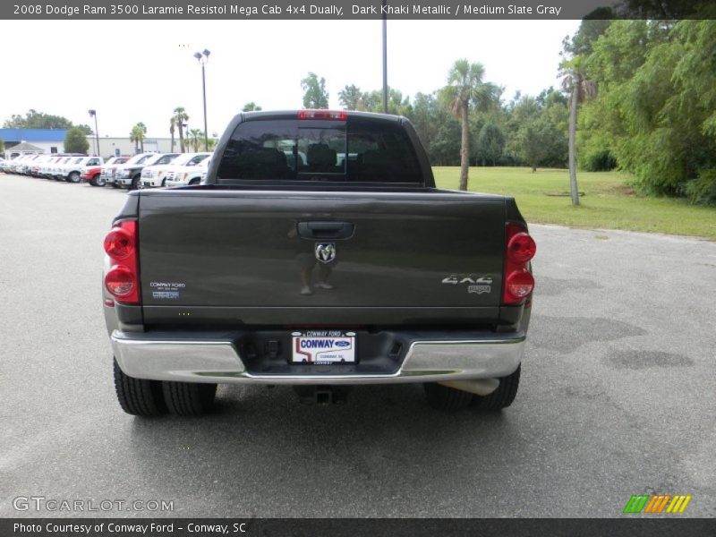 Dark Khaki Metallic / Medium Slate Gray 2008 Dodge Ram 3500 Laramie Resistol Mega Cab 4x4 Dually