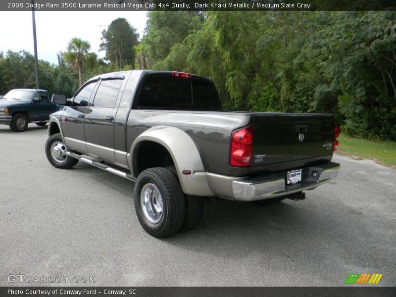 Dark Khaki Metallic / Medium Slate Gray 2008 Dodge Ram 3500 Laramie Resistol Mega Cab 4x4 Dually
