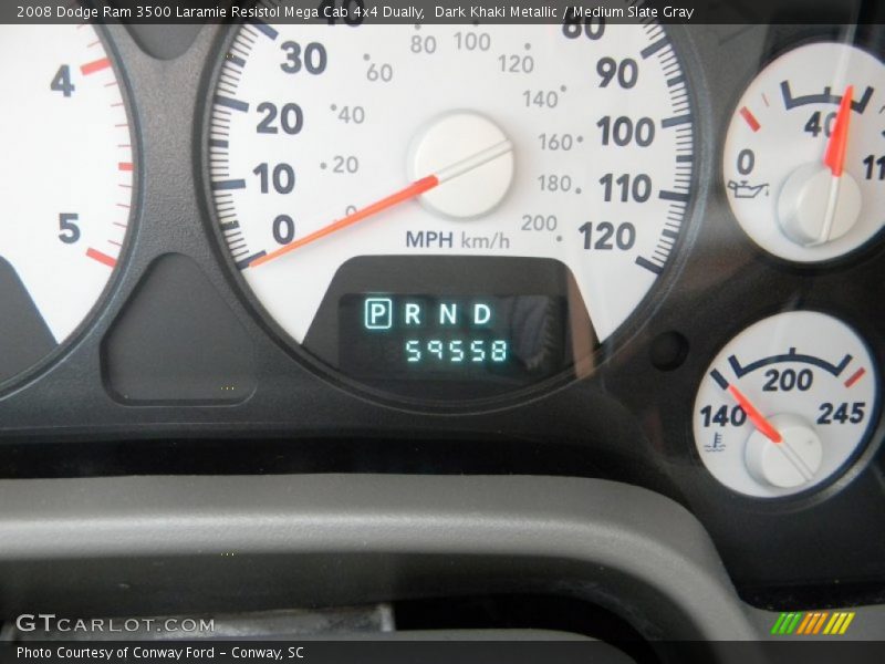 Dark Khaki Metallic / Medium Slate Gray 2008 Dodge Ram 3500 Laramie Resistol Mega Cab 4x4 Dually