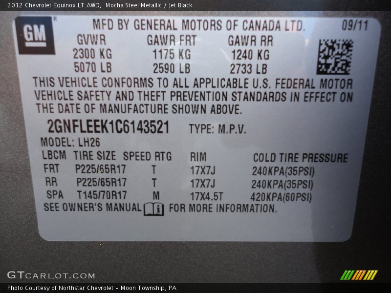 Mocha Steel Metallic / Jet Black 2012 Chevrolet Equinox LT AWD