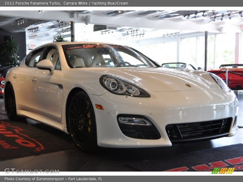 Carrara White / Yachting Blue/Cream 2011 Porsche Panamera Turbo