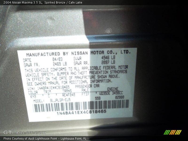 Spirited Bronze / Cafe Latte 2004 Nissan Maxima 3.5 SL