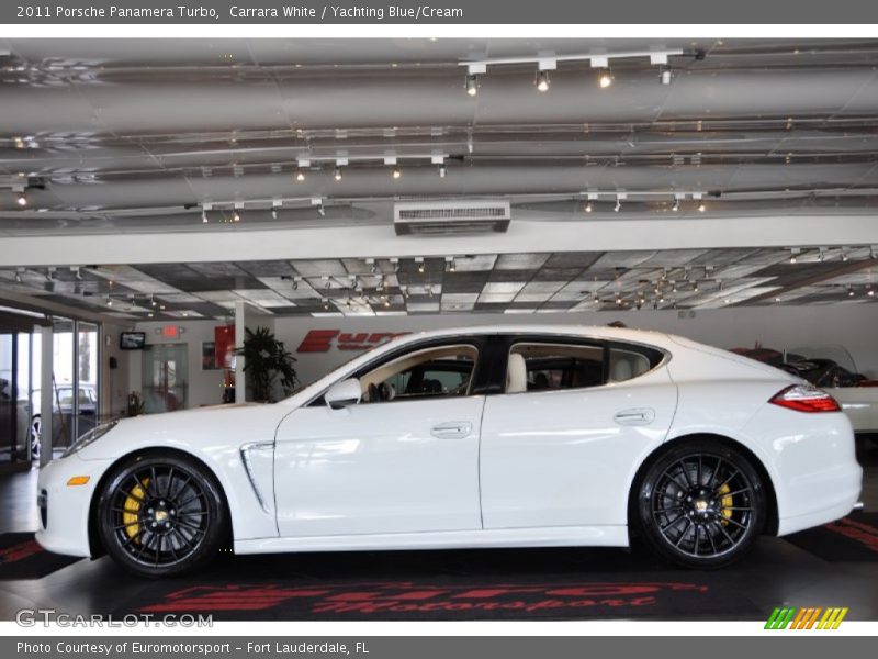 Carrara White / Yachting Blue/Cream 2011 Porsche Panamera Turbo