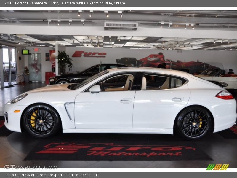 Carrara White / Yachting Blue/Cream 2011 Porsche Panamera Turbo