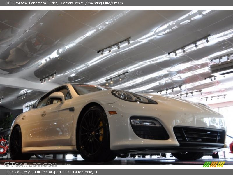 Carrara White / Yachting Blue/Cream 2011 Porsche Panamera Turbo