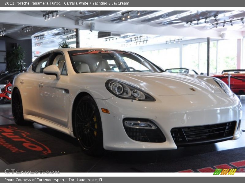 Carrara White / Yachting Blue/Cream 2011 Porsche Panamera Turbo