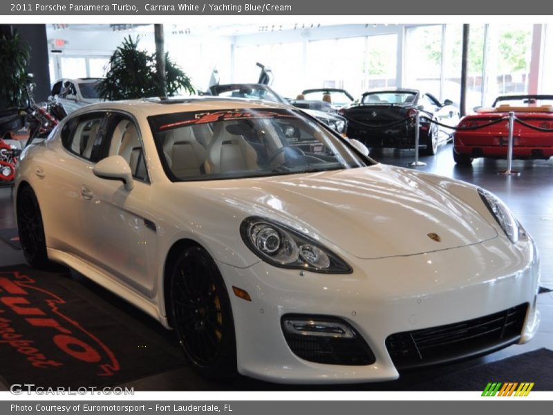 Carrara White / Yachting Blue/Cream 2011 Porsche Panamera Turbo