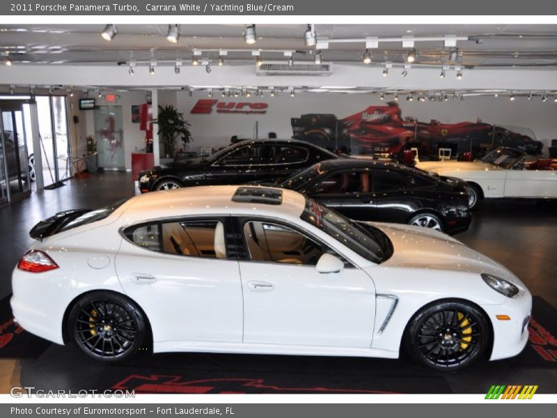 Carrara White / Yachting Blue/Cream 2011 Porsche Panamera Turbo